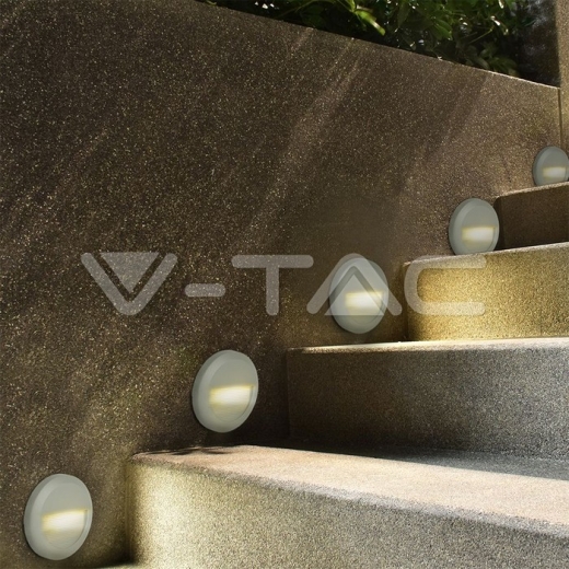 Baliza Pared Luz Indirecta LED 2W Cuerpo Blanco Redondo 4000K - 10