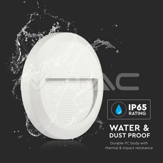 Baliza Pared Luz Indirecta LED 2W Cuerpo Blanco Redondo 4000K - 7