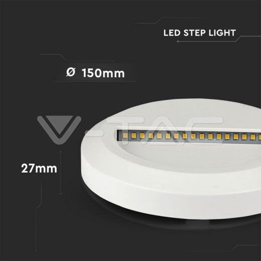 Baliza Pared Luz Indirecta LED 2W Cuerpo Blanco Redondo 4000K - 8