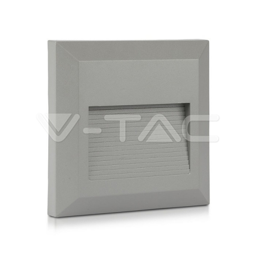 Luz de peldaño LED 2W Cuerpo Gris Cuadrado Luz Natural IP65 - 2