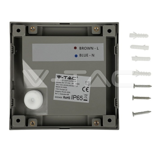 Luz de peldaño LED 2W Cuerpo Gris Cuadrado Luz Natural IP65 - 5