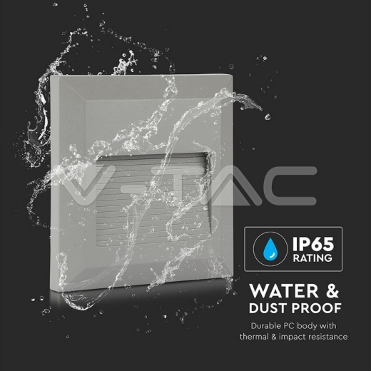 Luz de peldaño LED 2W Cuerpo Gris Cuadrado Luz Natural IP65 - 7