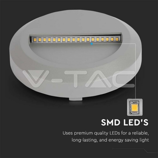 2W LED Step Light Grey Body Round 3000K - 7