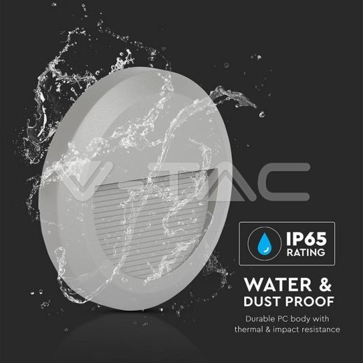 2W LED Step Light Grey Body Round 3000K - 8