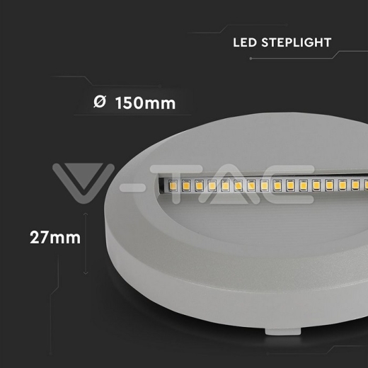 2W LED Step Light Grey Body Round 3000K - 9