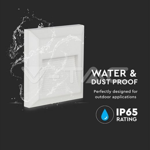 Luz de peldaño LED 2W Cuerpo Blanco Cuadrado Luz Cálida IP65 - 6