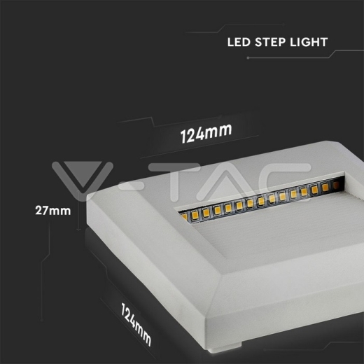 Luz de peldaño LED 2W Cuerpo Blanco Cuadrado Luz Cálida IP65 - 7