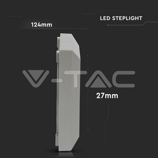 Luz de peldaño LED 2W Cuerpo Gris Cuadrado Luz Cálida IP65 - 8