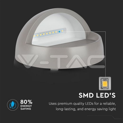 3W LED Steplight Grey Body Round Warm White - 6