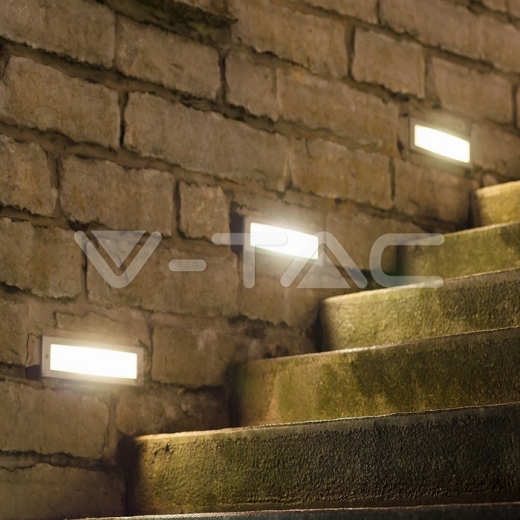 3W LED Steplight White Body Rectangle Warm White - 9