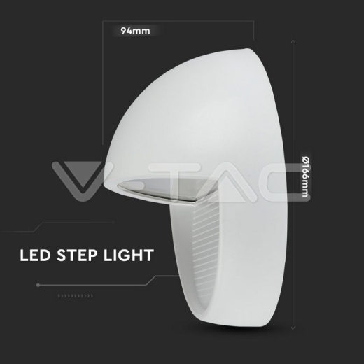 Luz LED para peldaño 3W cuerpo blanco redondo blanco néutro - 8