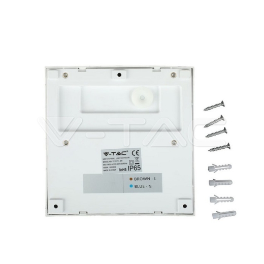 Luz LED para peldaño 3W cuerpo blanco cuadrado blanco cálido - 4