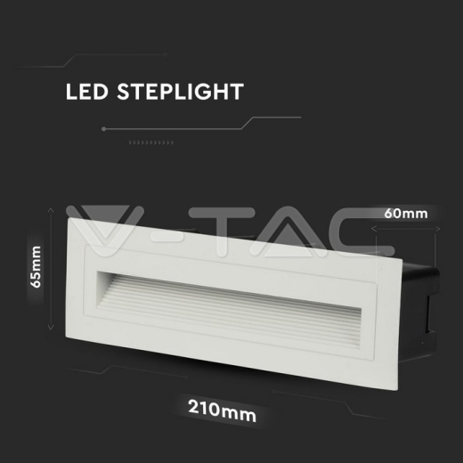Lámpara de peldaño 6W LED cuerpo blanco 3000K - 5
