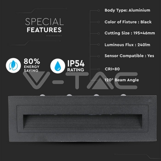 6W LED Steplight Black Body 3000K - 4