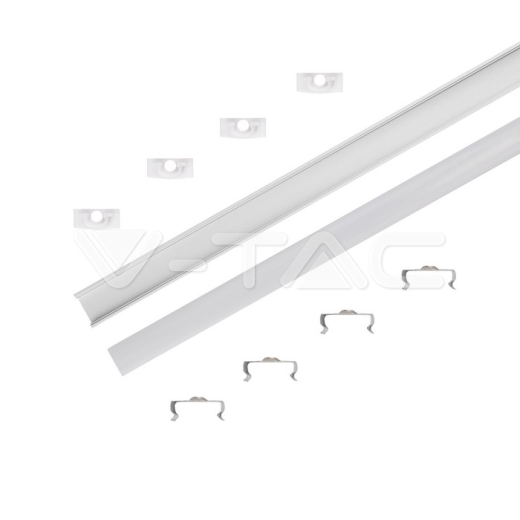 LED Strip Mounting Kit With Diffuser Aluminum 2000 x 17.4 x 7mm Milky - 2