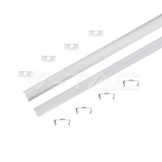 LED Strip Mounting Kit With Diffuser Aluminum 2000 x 16 x 7mm Milky - 2
