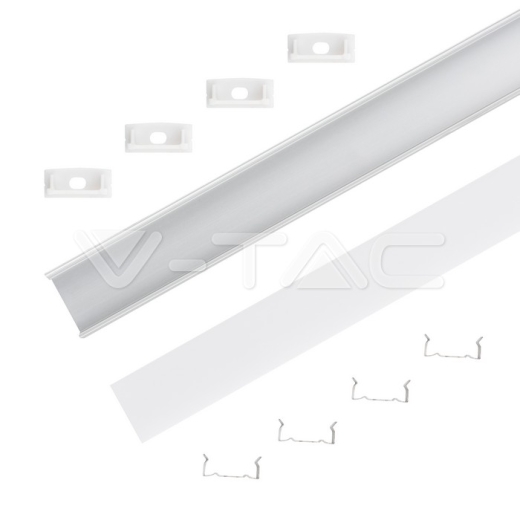 Kit de montaje para tiras de LED de aluminio con difusor opaco 2000 x 23.5 x 10mm - 2