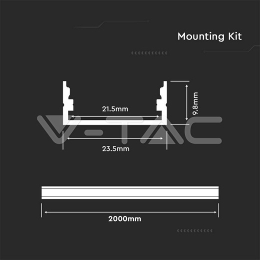 Kit de montaje para tiras de LED de aluminio con difusor opaco 2000 x 23.5 x 10mm - 4