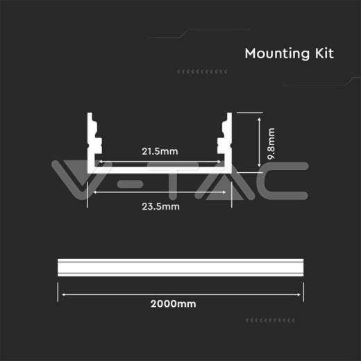Kit de montaje para tiras de LED de aluminio con difusor blanco 2000 x 23.5 x 10mm - 4