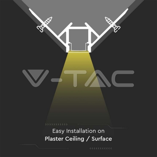 LED Strip Mounting Kit With Diffuser Aluminum Milky Gypsum Outer Corner 2000mm - 4