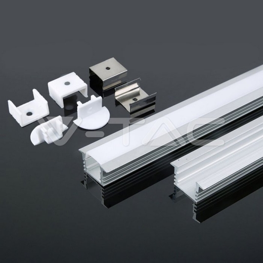 LED Strip Mounting Kit With Diffuser Aluminum 2000 x 24.5 x 12.2mm Milky - 3