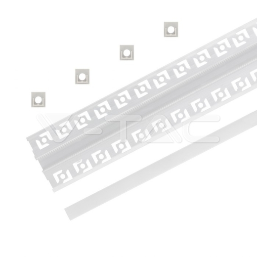 Kit de montaje para tiras de LED de aluminio con difusor opaco estrecho 2000mm - 3