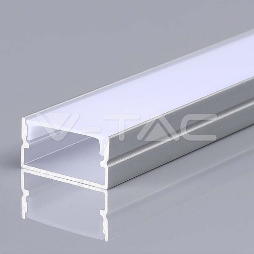 Kit Montaje Tira LED Con Difusor Aluminio 2000*20*10mm Cuerpo Plata - 1