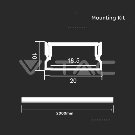 Kit Montaje Tira LED Con Difusor Aluminio 2000*20*10mm Cuerpo Plata - 2