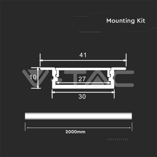 Kit Montaje Tira LED Con Difusor Aluminio 2000*30*10mm Cuerpo Plata - 2