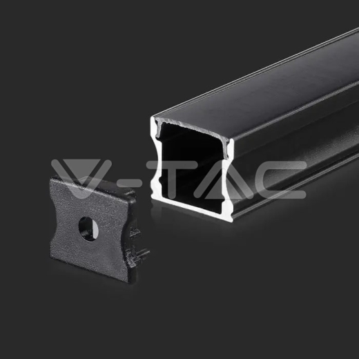 LED Strip Mounting Kit with Diffuser Aluminum Black Housing 2000x17.2x14.4mm - 1