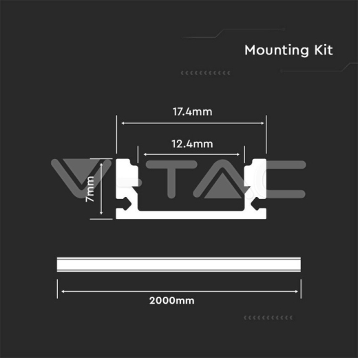 Kit Montaje Tiras LED Con Difusor Aluminio 2000x17,4x7mm Lechoso - 3