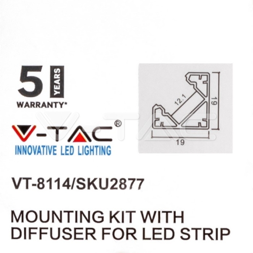 Kit de montaje para tiras de LED de aluminio con difusor Negro Esquina 2000x19x19mm - 3