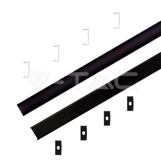 LED Strip Mounting Kit with Diffuser Aluminum Black Housing 2000x23.5x10mm - 2