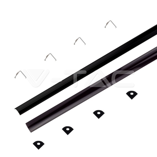 Kit de montaje para tiras de LED de aluminio con difusor Negro 2000x15.8x15.8mm - 2