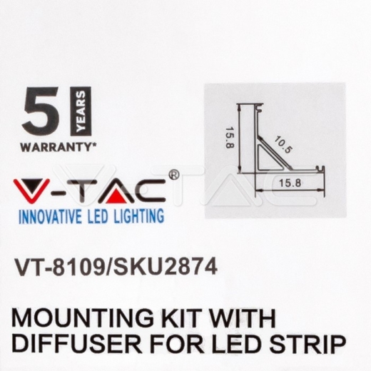 Kit de montaje para tiras de LED de aluminio con difusor Negro 2000x15.8x15.8mm - 4