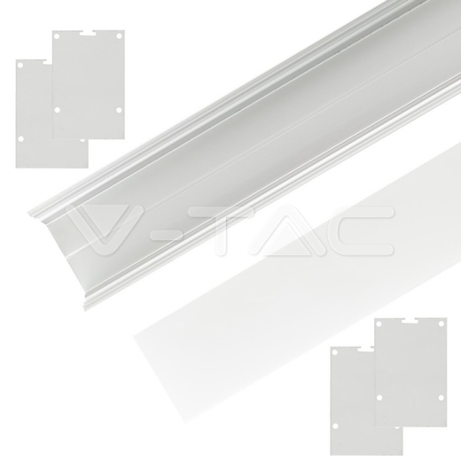 Kit de montaje para tiras de LED de aluminio con difusor Blanco 2000x50x75mm - 3