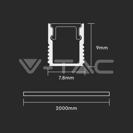 Kit de montaje para tiras de LED 2000x7.8x9mm montaje de superficie - 2