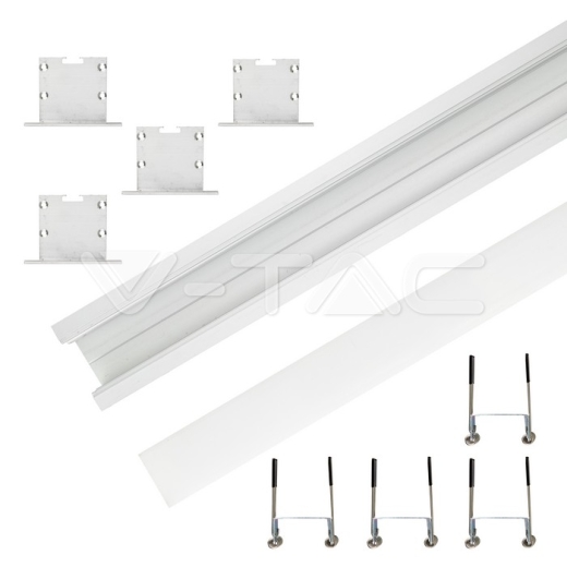 Kit de montaje para tiras de LED de aluminio con difusor Blanco Empotrable 2000x50x35mm - 3