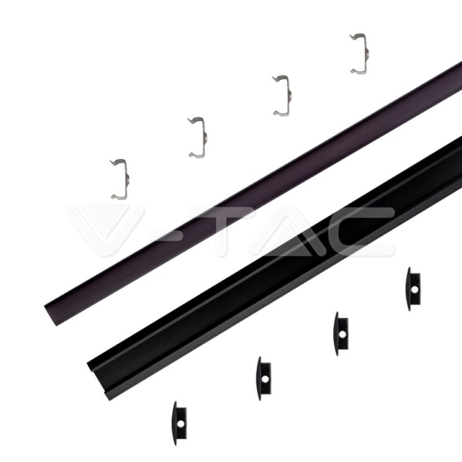 Kit de montaje para tiras de LED de aluminio con difusor Negro Empotrable 2000x24.7x7mm - 2