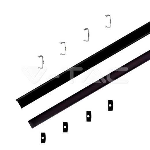 Kit de montaje para tiras de LED de aluminio con difusor Negro 2000x17.4x7mm - 2