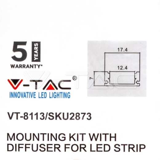Kit de montaje para tiras de LED de aluminio con difusor Negro 2000x17.4x7mm - 4