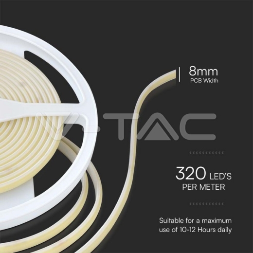 LED COB Strip 320 LED 10W/m. 3000K IP67 24V - 3