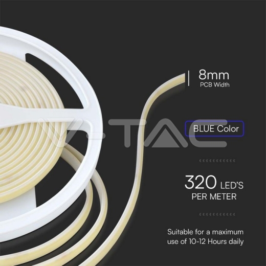 LED COB Strip 320 LED 10W/m. Blue IP67 24V - 3