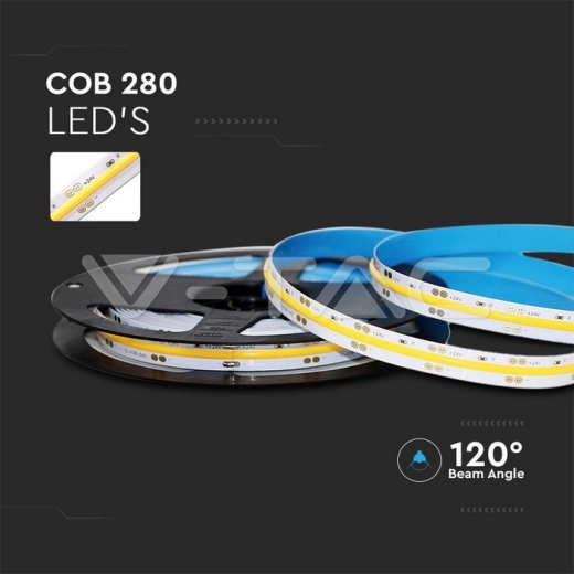 Tira LED COB 10W/m IP20 24V 6400K 280 LEDs - 6