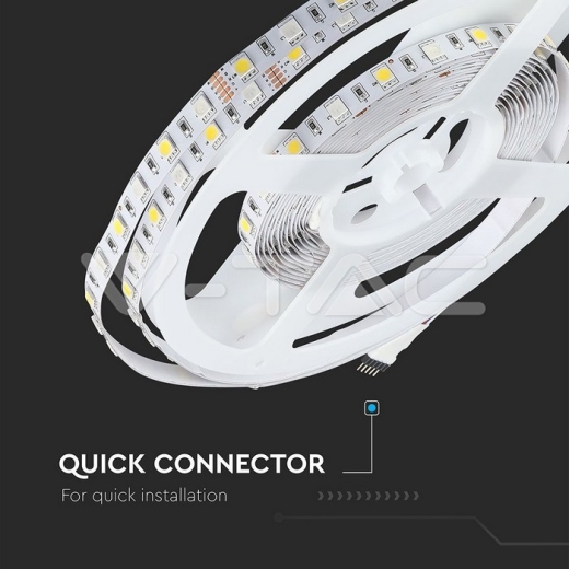 Tira LED 8W 5050 60 LEDs 12V IP20 RGB 4000K, rollo de 5m - 8