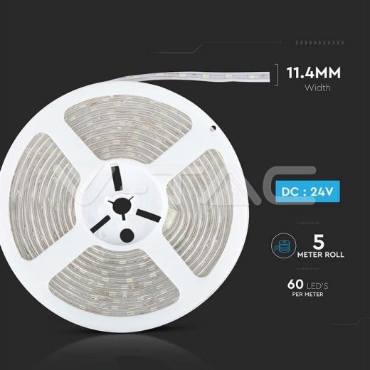 Tira LED 10W 5050 60 LED 24V IP65 6500K, rollo de 5m - 9