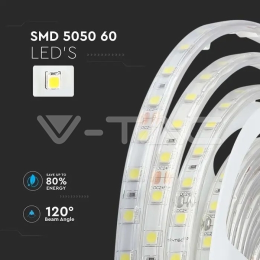 LED Strip 5050 60 LEDs 24V IP65 3000K - 4