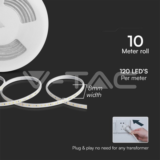LED Strip Light Set 10W 2835 121 3000K 10m/SET 220V - 3
