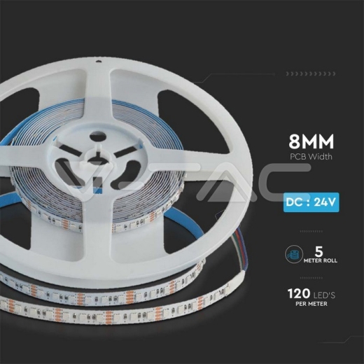 Tira LED SMD 3535 120LED Doble PCB IP20 8mm RGB12W/m - 6
