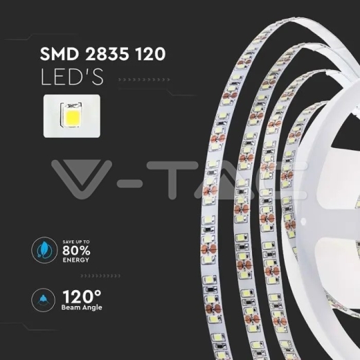 LED Strip SMD2835 120 LEDs 24V IP20 3000K Double PCB 10m Roll - 4